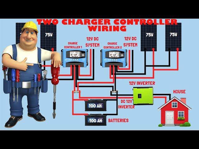 Solar panel wiring using Two charger controllers