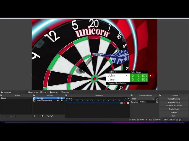 Setup OBS Scoreboard Overlay for Darts - OBScoreboard