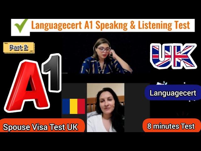 Languagecert A1 Spouse Visa Test||Speaking & Listening|| Full Mock Test||Passing Marks 60/100|8 mins