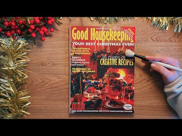 ASMR 1990s Vintage Christmas Magazine Flip Through (whispering, tracing, brushing, paper sound) 