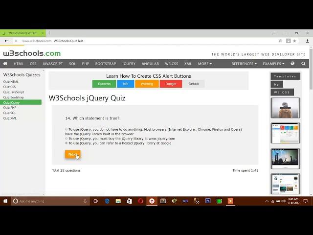W3schools jQuery Quiz