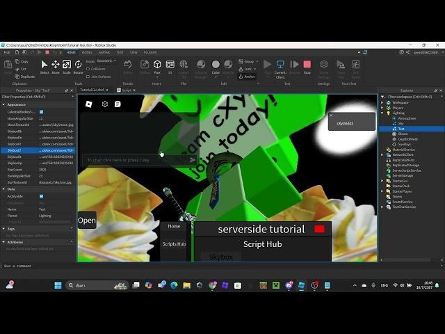Roblox Serverside Hub Part 6 | How to make Roblox Skybox console SS require scripts and lua