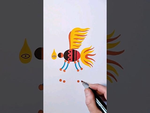 Fairy bug with fire wings. #timelapsedrawing #shorts #fairybug