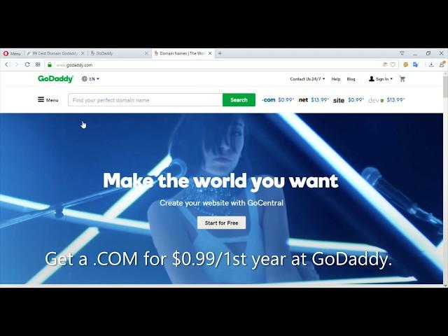 Get Domains for 99 Cent at GoDaddy - Including .COM