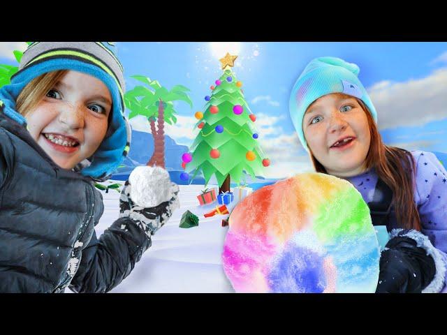 RAiNBOW SNOW BATTLE at PiRATE iSLAND!!  Playing the A-B-C Roblox Challenge with Adley Niko & Navey