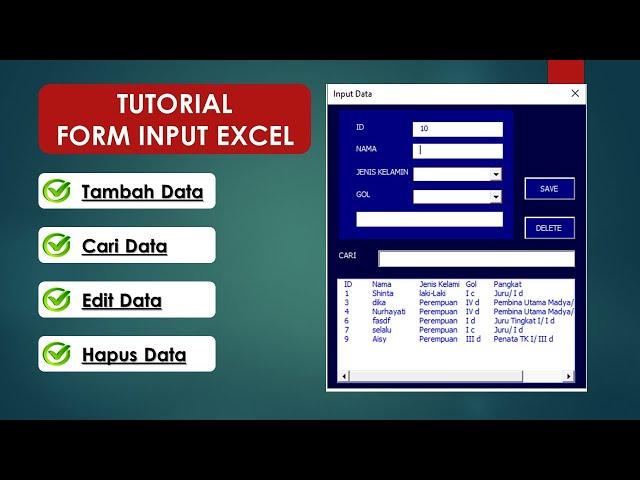 Membuat form input data vba excel  / userform excel data entry