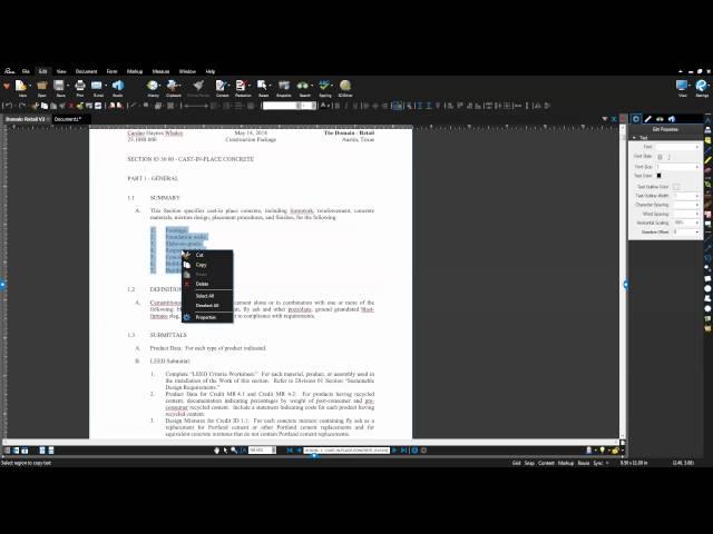 Copy Text from a PDF using Bluebeam