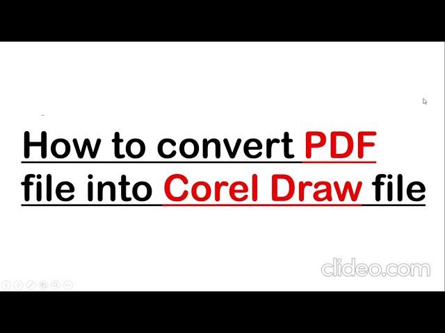 How to convert pdf file into corel draw.