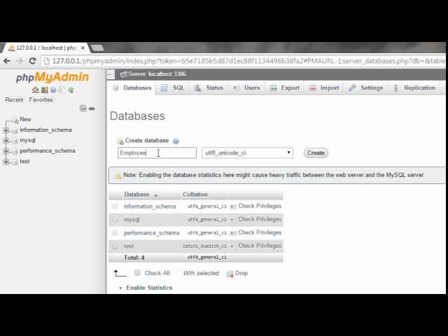 Create Database in phpMyAdmin