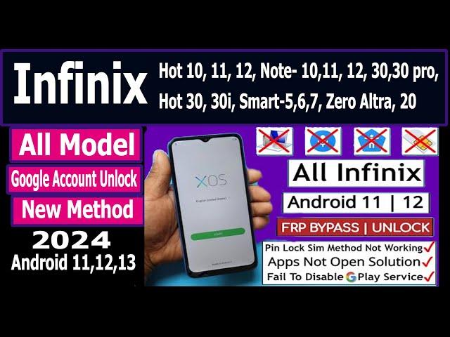 All Infinix Android 12/13/14 Frp Bypass Without Pc 2024 Infinix Hot 10 11 12 30  30i Lock Remove