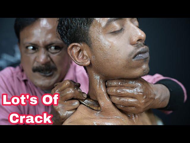 Cracking Massage By Big Eyes Barber ASMR | Neck Crack | Spine Crack | Ear Crack | Oil Massage ASMR