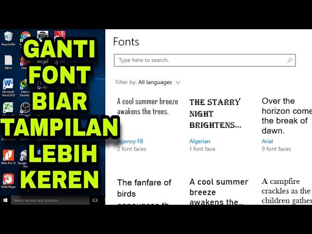 Cara mengganti jenis tulisan (FONT) di Windows 10 | Tutorial Laptop