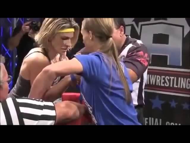 Female Arm Wrestler Goes Crazy After Winning