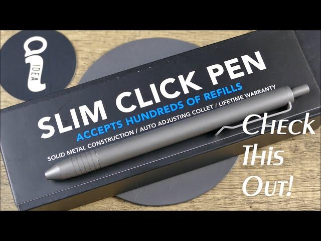 On Point EDC: Big Idea Design – Slim Click Stonewashed Titanium Pen, Accepts Hundreds of Refills!