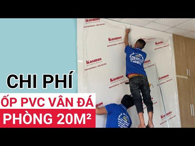 Báo giá thi công 20m2 tấm ốp PVC vân đá cho phòng ngủ