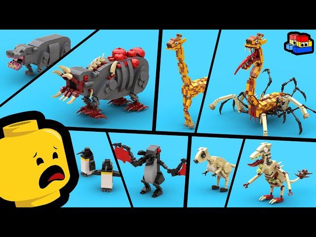 LEGO Zoochosis: How to Build Giraffe, Penguin, Wallaby, and Hippopotamus (Normal and Mutant)