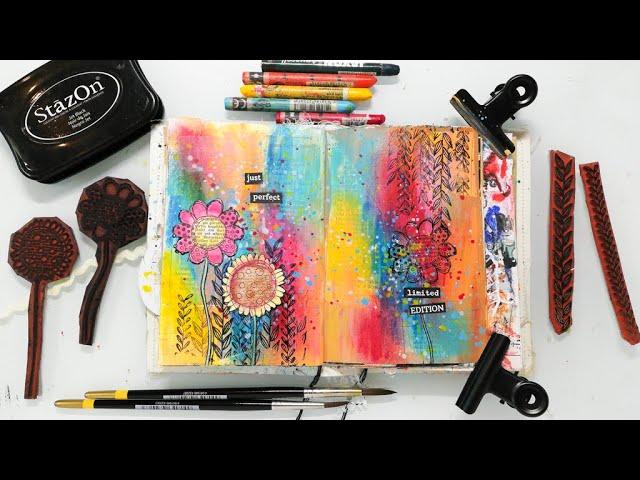 Easy Art Journal Background using Neocolor II Crayons (Gelatos or Scribble Sticks will also work)