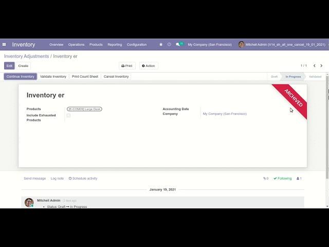 Inventory Archive / Unarchive Records - v14, v13 Odoo