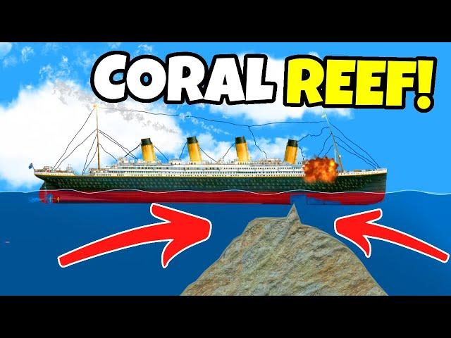 SHIPS VS CORAL REEF In Floating Sandbox Simulation!