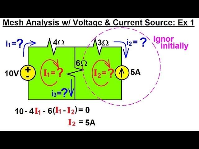 Electrical Engineering: Ch 3: Circuit Analysis (13 of 37) Mesh Analysis w/ Voltage & Current Sources