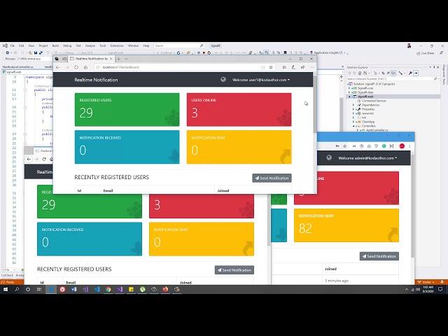 Realtime notification system using .NET core, signalR, Angular