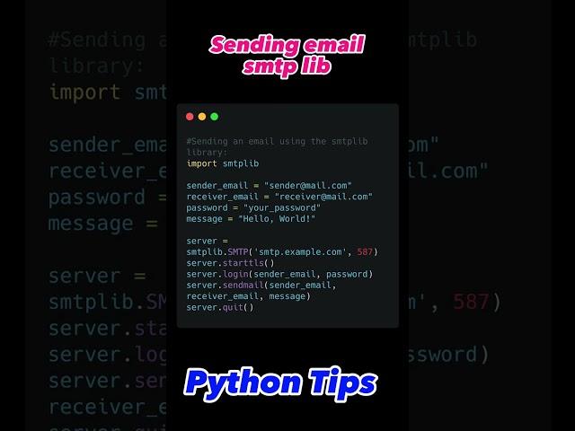 Send Email using smtp lib - Python Tips #ikh4ever #shorts #python