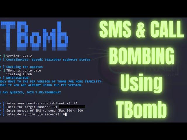 SMS Bombing And Call Bombing From TBomb | Kali Linux | Github