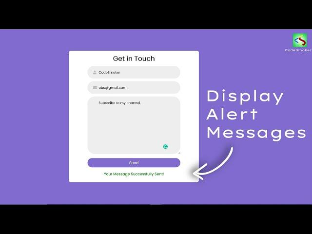 How to display Alert Message in Contact Form on Submit | @CodeSmoker |