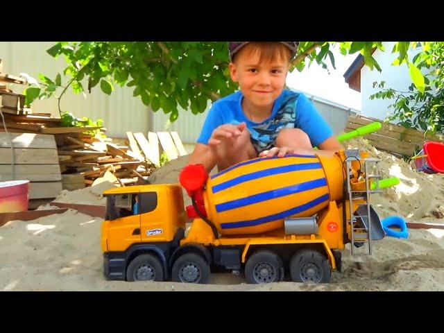 Funny stories about Tractor Excavator and Truck - compilation Alex ride on Power Wheels