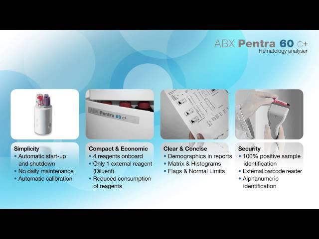 Automated 5 part differential hematology analyzer ABX Pentra 60 C+ presentation