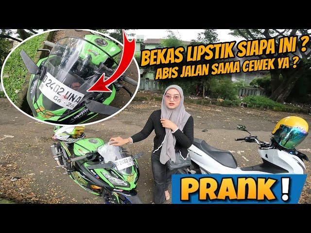 PRANK ADA BEKAS LIPSTIK CEWEK LAIN DI MOTOR‼️MBAK SHELI MARAH BESAR