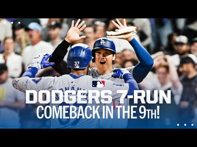 EVERY RUN of the Dodgers 7-run ninth inning COMEBACK! (Full inning!)