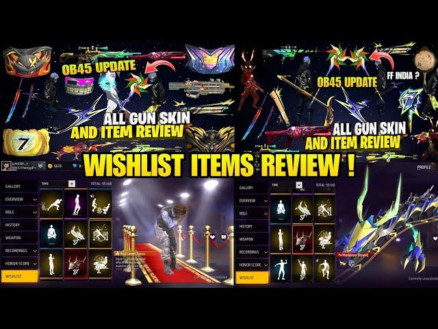 Ob45 Update All Items Review In Wishlist | Upcoming All Collection Review In Free Fire OB45