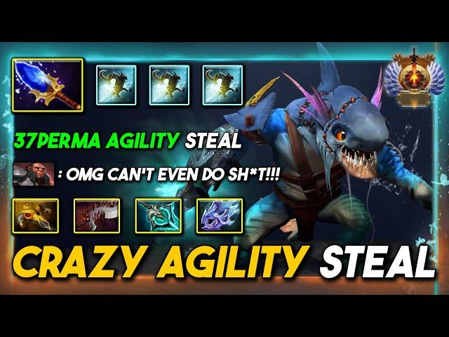 CRAZY AGILITY STEAL HARD CARRY Slark 37Perma AGI Steal 100% Impossible to Tame this Fish 7.35d DotA2