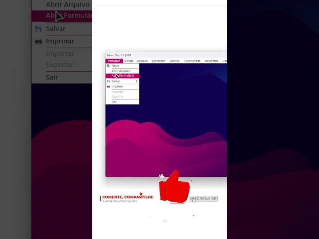 Crie seu próprio menu strip em VBA #shorts