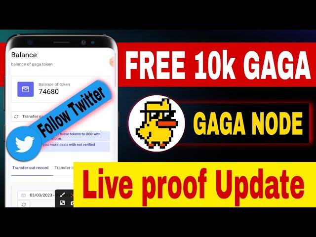 GAGA NODE NEW UPDATE Follow Twitter And Get 10000 Token Gaga Free Mining app Make money online