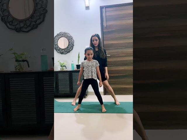 Middle split practice with kid. #shorts #middlesplit #splits #yogawithkids