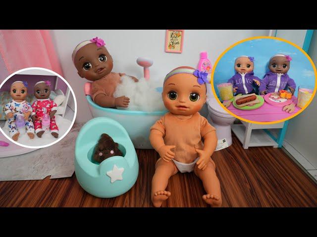 Baby Alive Baby doll twins Evening Routine feeding and changing baby dolls