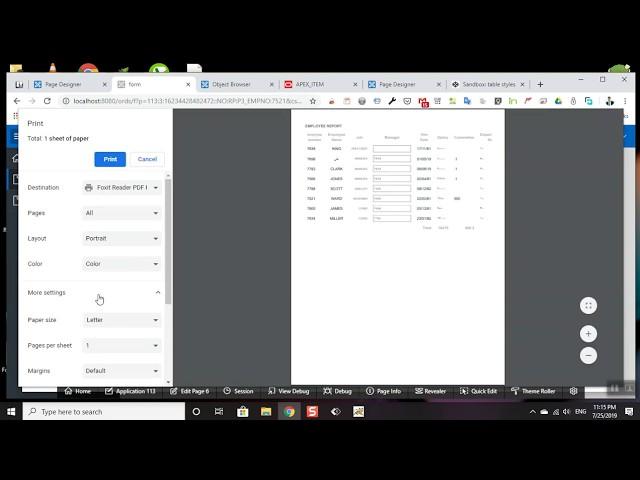 Print custom PDF Report Using PL/SQL Dynamic Region in Oracle Apex 19.1