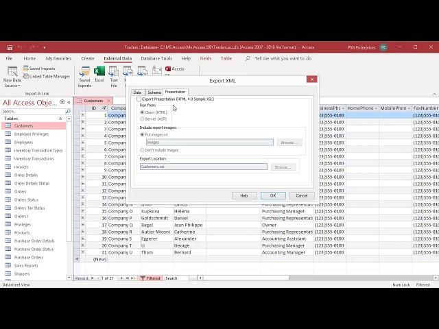 How to Export MS Access table Data to XML - Office 365