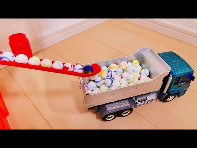 Marble Run Race ASMR  HABA Wave Slope, Jump Slope & Dump Truck