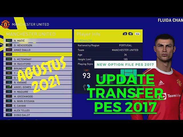 OPTION FILE PES 2017 FOR PATCH MICANO4U || UPDATE TRANSFER SEASON 21/22 PES 2017 28 AGUSTUS 2021