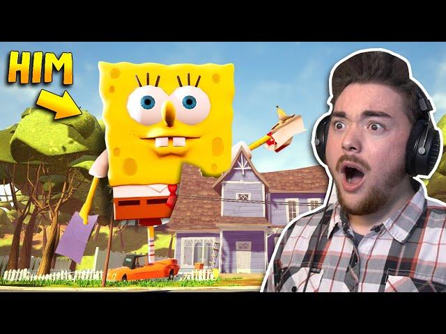 My Neighbor is GIANT SPONGEBOB!!! | Hello Neighbor Gameplay (Mods)