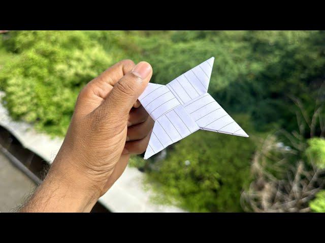 flying ninja star, notebook paper flying star, how to make notebook ninja, paper boomrang,paper star