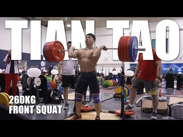 Tian Tao 260kg HEAVY front squat session | 2023 WWC in Riyadh