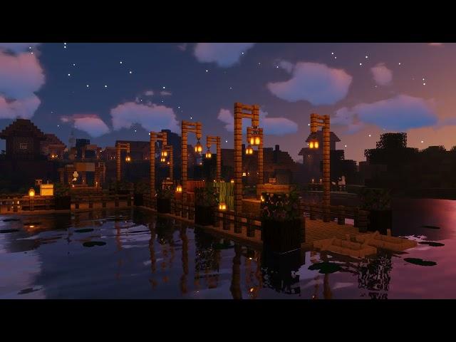 Minecraft - down by the river bank in the evening with music