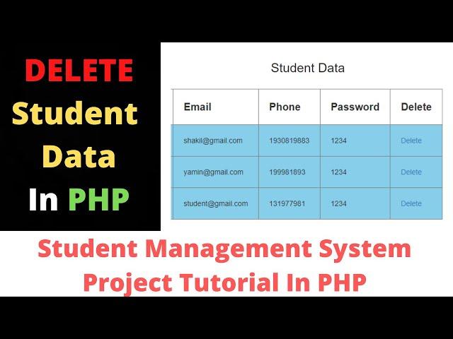 #9 How To Delete Data With Confirmation in PHP | Student Management System Project Tutorial In PHP