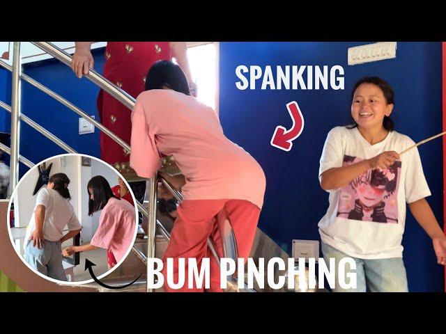 Pole slide Spenking & Bum Pinching / Funny Video / Priya Sheetal Game