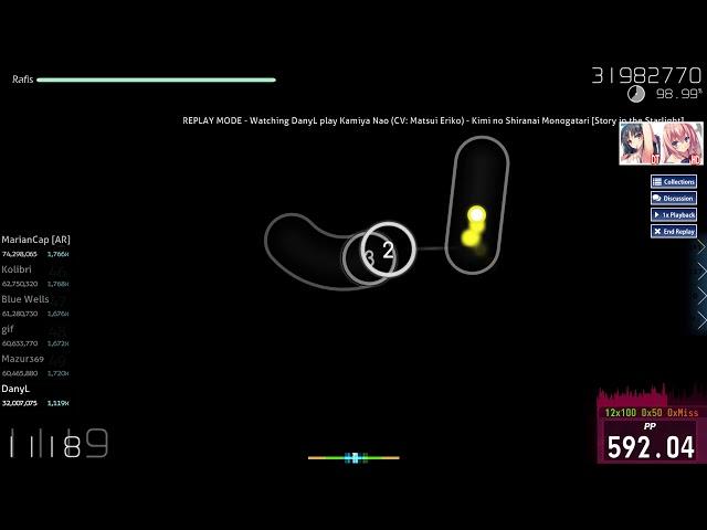 osu! | DanyL | Kamiya Nao-Kimi no Shiranai Monogatari [Story in the Starlight] +HDDT 98.72% FC 675pp