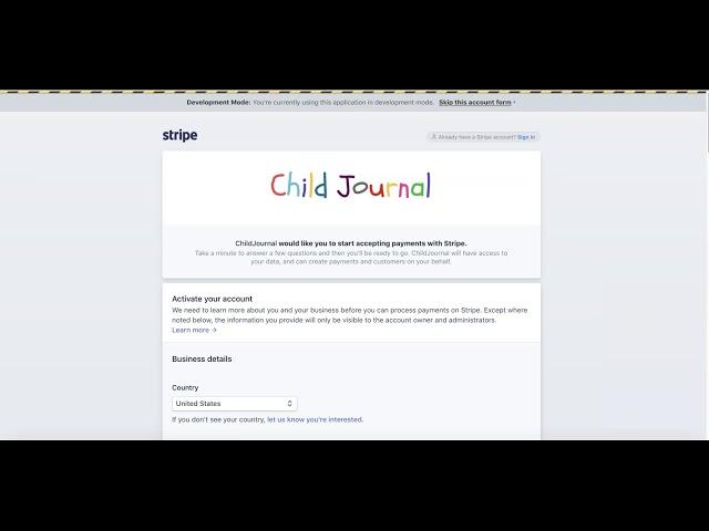 How to setup an account with Stripe to receive payments - Child Journal